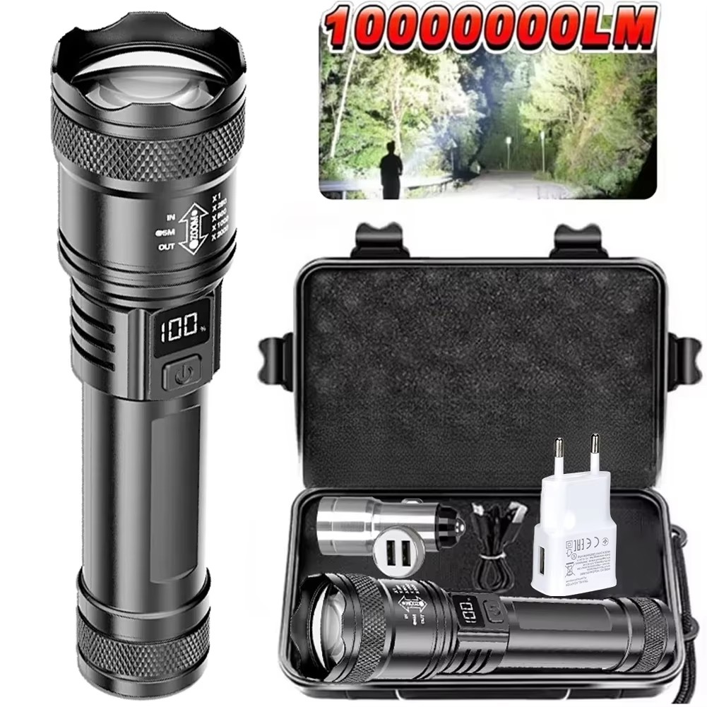 Outdoor Lighting Types - 100000LM Super Bright Flashlight Type-C Rechargeable