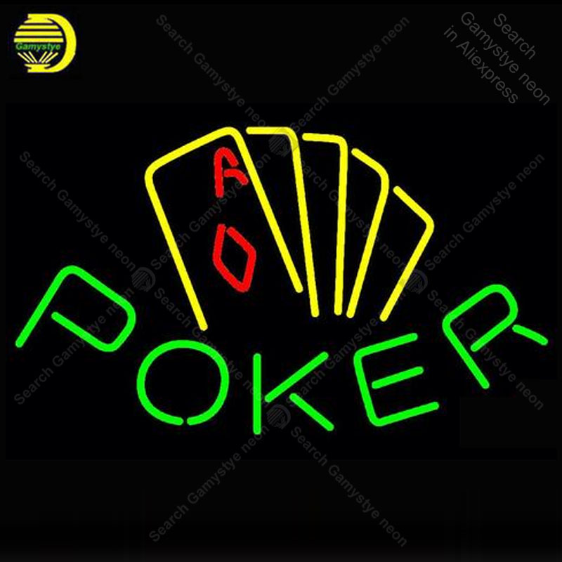 Outdoor Lighting For Store - Poker Yellow Neon sign Real Glass