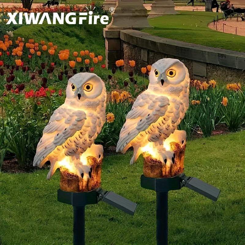 Outdoor Lighting Beacon - Solar Owl Statue Garden Light LED