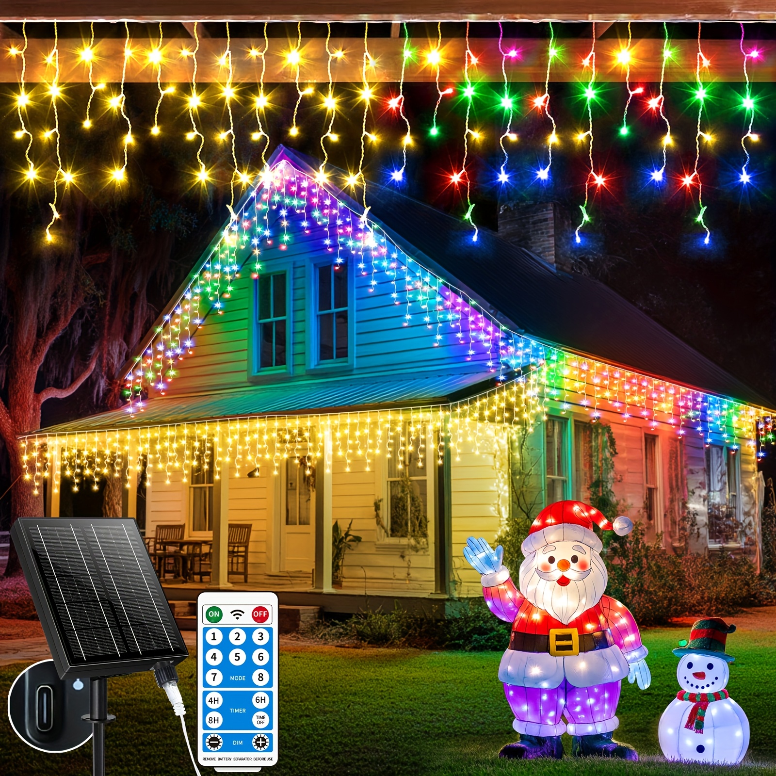Outdoor Lighting Remote Control - Solar-Powered Outdoor Icicle Lights – 18m