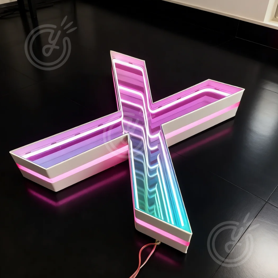Outdoor Lighting For Store - Custom 3D LED Infinity Mirror Sign