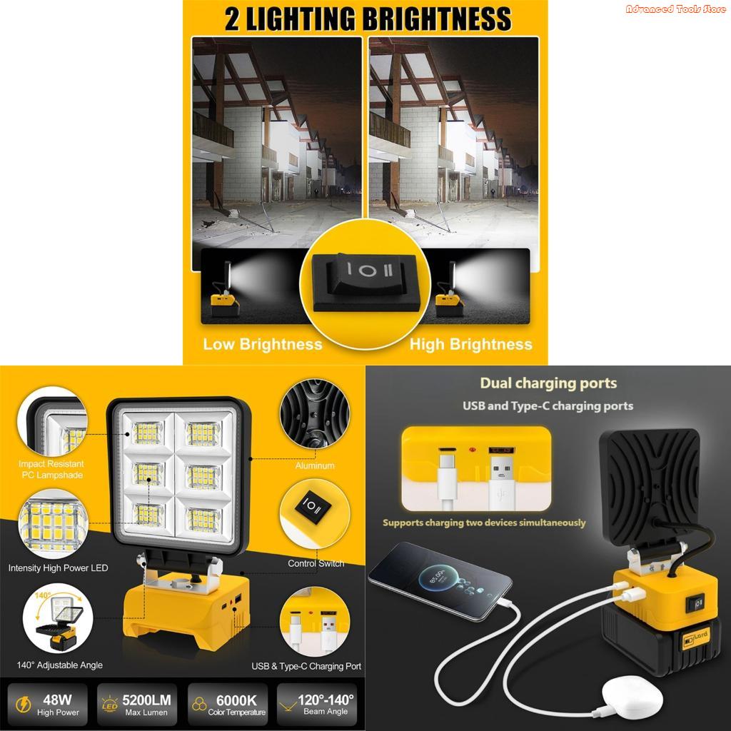 2Pcs Cordless LED Work Light F - Outdoor Lighting Jobs recensione e prezzo