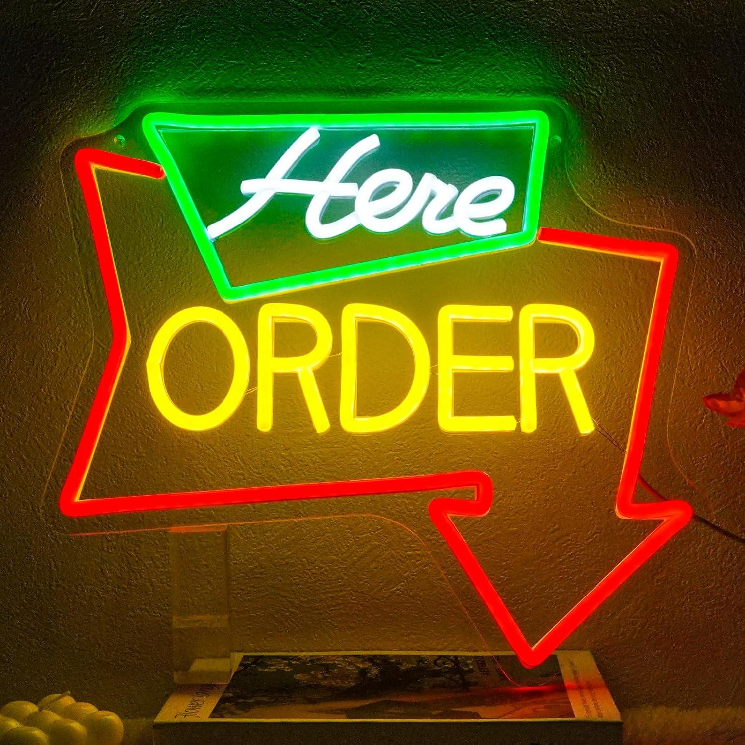Order Here Neon Sign Dimmable  - Outdoor Lighting For Store recensione e prezzo