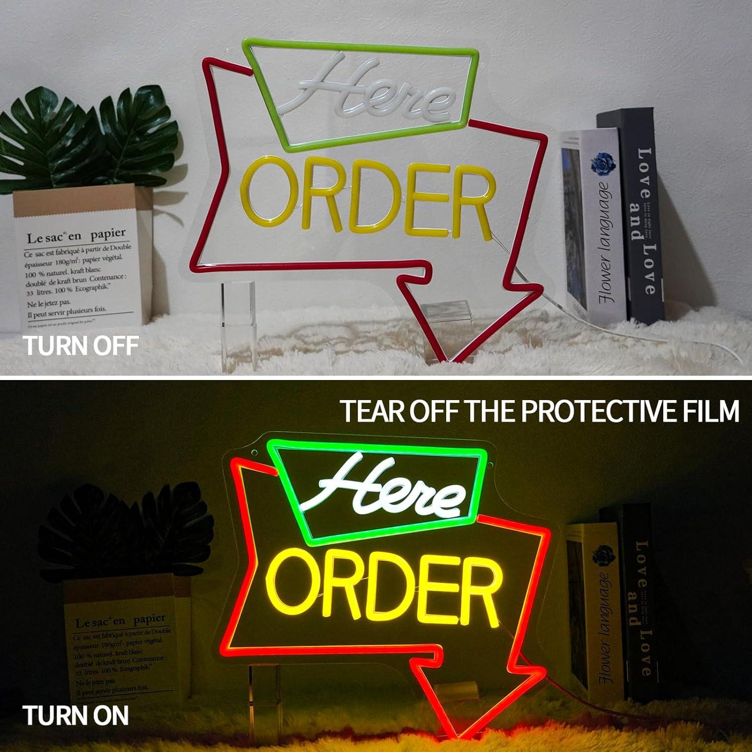 Order Here Neon Sign Dimmable  - Outdoor Lighting For Store recensione e prezzo