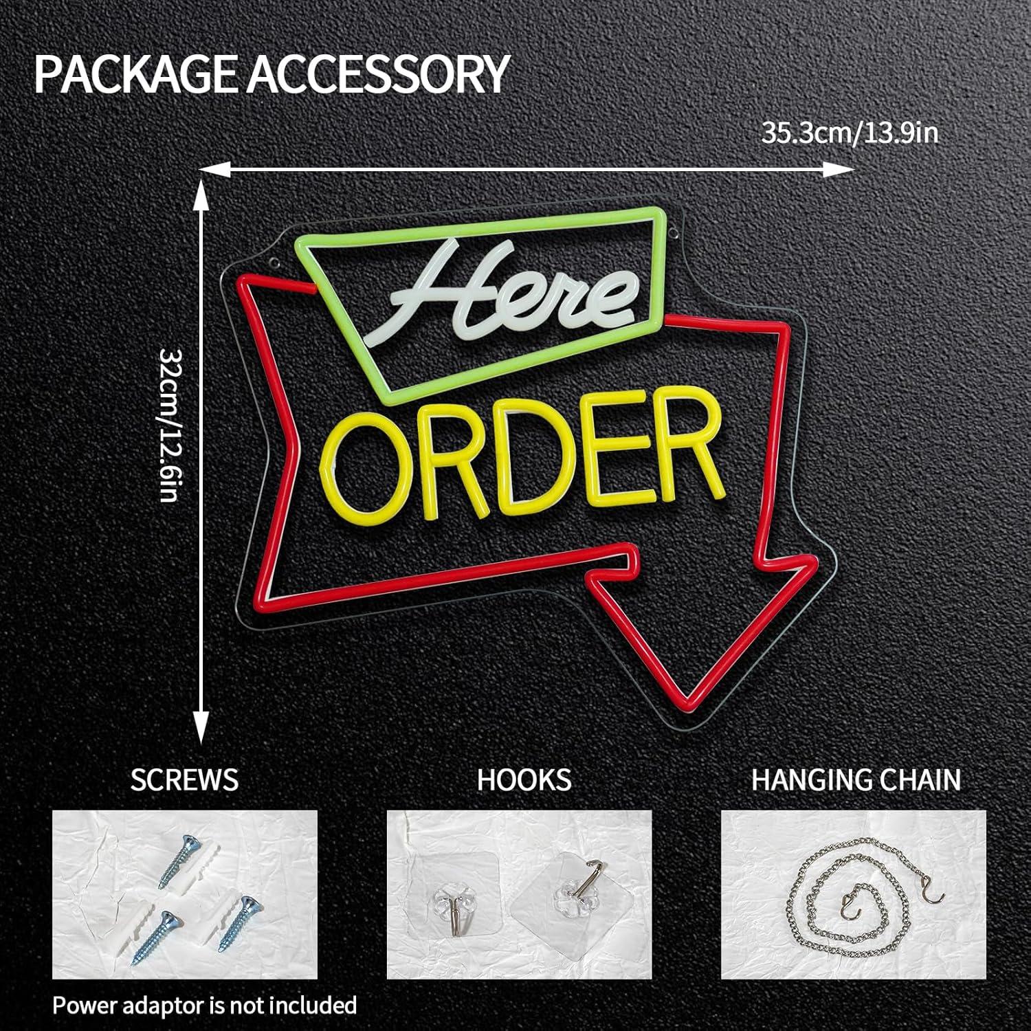 Order Here Neon Sign Dimmable  - Outdoor Lighting For Store recensione e prezzo