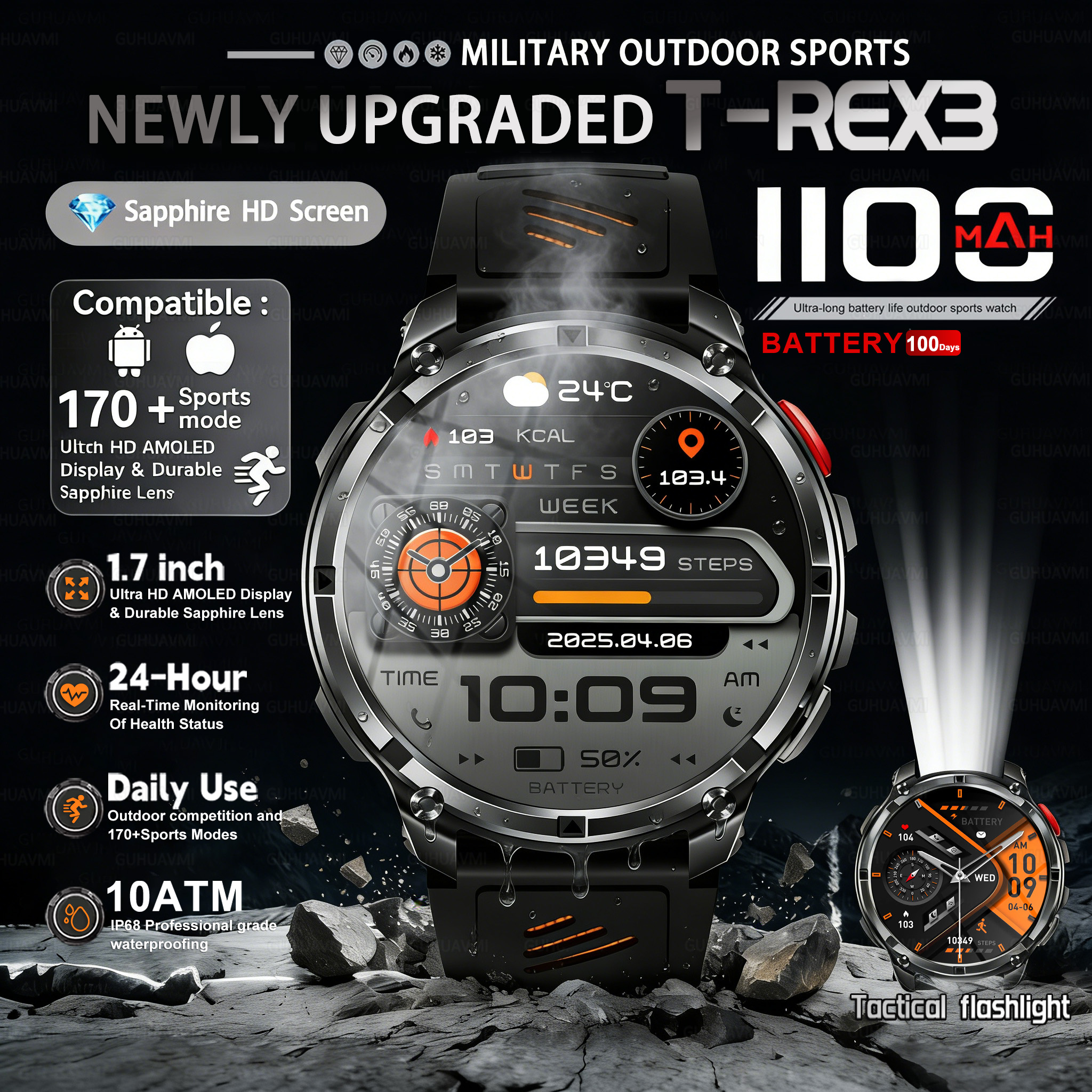 T-REX 3 Military Smartwatch Me - Outdoor Lighting Japan recensione e prezzo