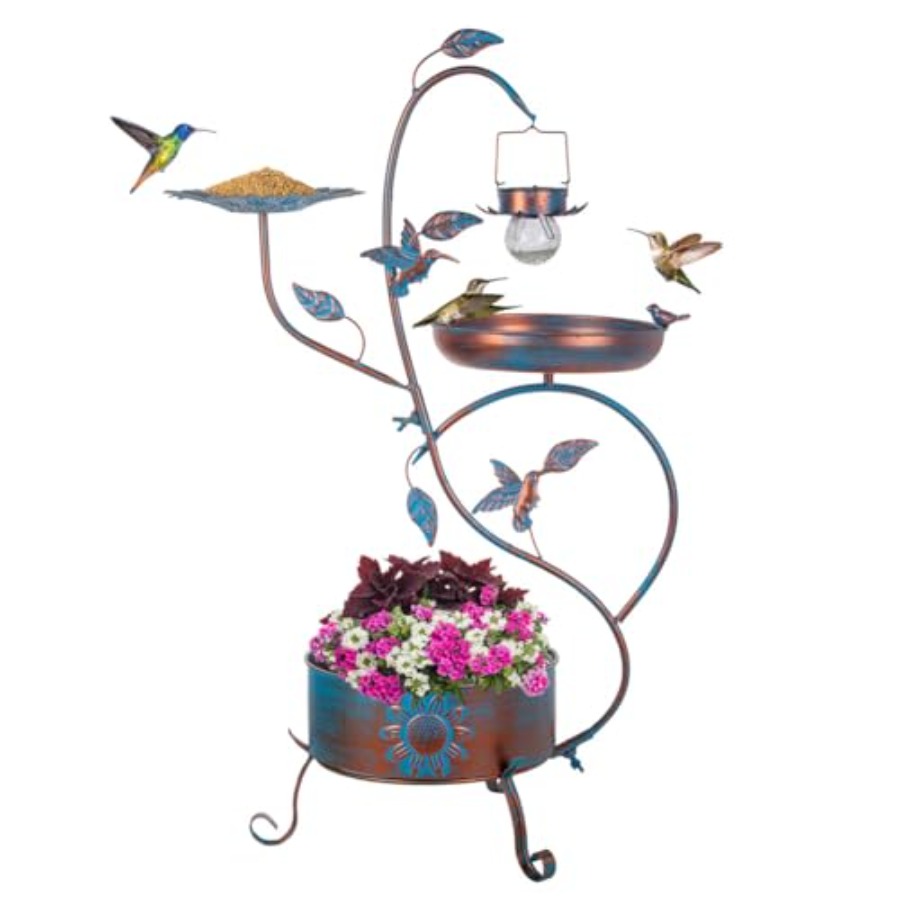 Outdoor metal bird bath with p - Outdoor Lighting Decoration recensione e prezzo