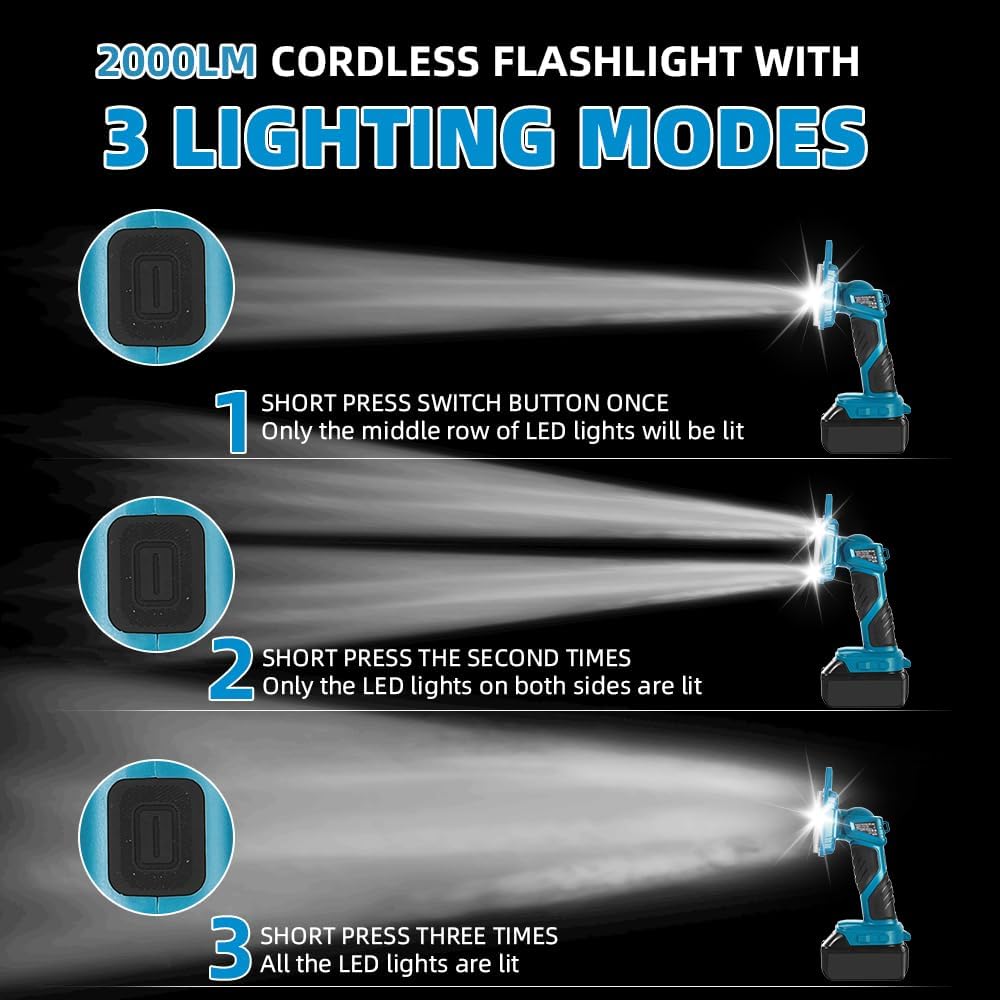 18W 2000LM Cordless LED Flashl - Outdoor Lighting Jobs recensione e prezzo