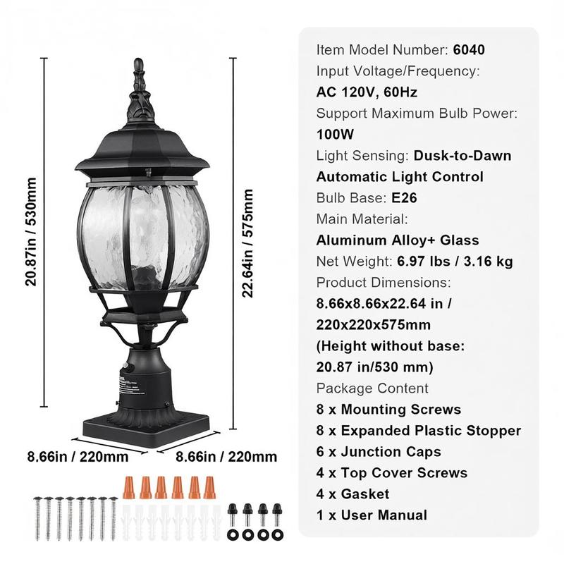 2-Pack Exterior Pillar Lantern - Outdoor Lighting Lanterns recensione e prezzo