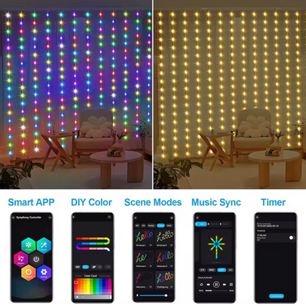 3M RGB Smart LED Curtain Light - Outdoor Lighting Decoration recensione e prezzo