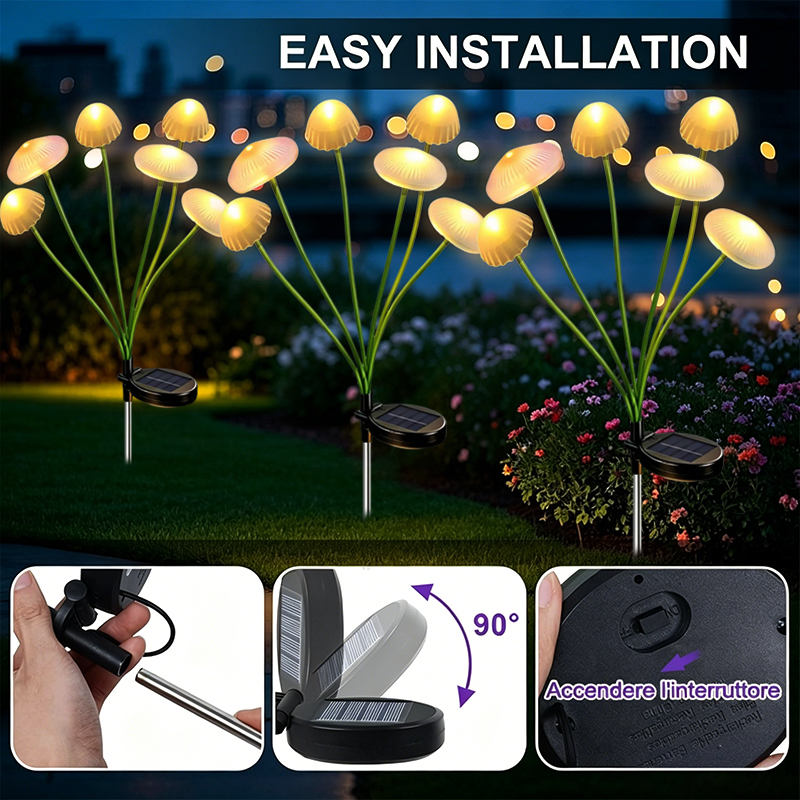 Solar Jellyfish Mushroom Light - Outdoor Lighting Jellyfish recensione e prezzo